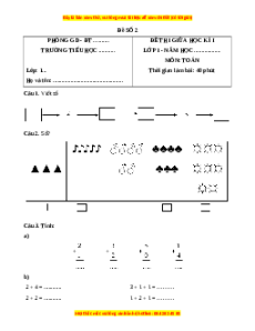 Đề thi giữa kì 1 Toán lớp 1 Cánh diều - Đề 2