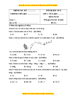 Đề thi cuối kì 1 Toán lớp 2 Kết nối tri thức (Đề 2)