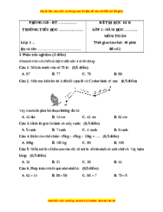 Đề thi cuối kì 1 Toán lớp 2 Kết nối tri thức (Đề 2)