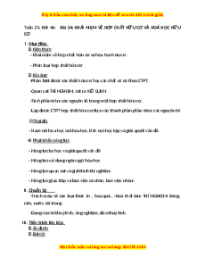 Giáo án Khái niệm về hợp chất hữu cơ và hóa học hữu cơ Hóa học 9