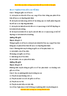 Trắc nghiệm Sinh học 10 Bài 17 Chân trời sáng tạo: Thông tin giữa các tế bào