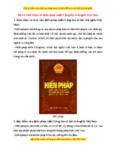 Lý thuyết KTPL 10 Kết nối tri thức Bài 14: Giới thiệu về Hiến pháp nước Cộng hòa xã hội chủ nghĩa Việt Nam