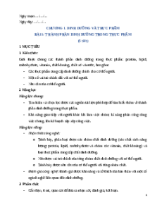 Giáo án Bài 1 Công nghệ 9 Chế biến thực phẩm Kết nối tri thức: Thành phần dinh dưỡng trong thực phẩm