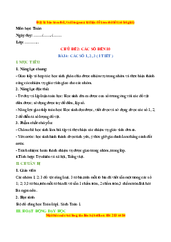 Giáo án Các số 1, 2, 3 Toán lớp 1 Chân trời sáng tạo