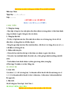 Giáo án Các số 1, 2, 3 Toán lớp 1 Chân trời sáng tạo