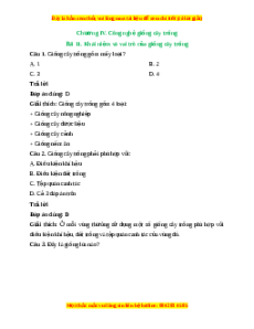 Trắc nghiệm Bài 11: Khái niệm và vai trò của giống cây trồng