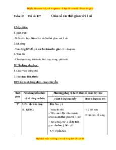 Giáo án Bài 127 Toán lớp 5: Chia số đo thời gian cho một số