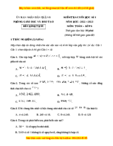 Đề thi cuối kì 1 Toán 6 Chân trời sáng tạo Phòng GD&ĐT Quận 6 - TP HCM