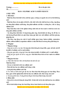 Giáo án Sulfuric acid và muối sulfate Hóa học 11 Kết nối tri thức