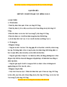 Giáo án chuyên đề 1: Một số vấn đề về khu vực Đông Nam Á Địa lí 11 Cánh diều