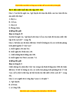 Trắc nghiệm Lịch sử 7 Bài 9 Kết nối tri thức: Đất nước buổi đầu độc lập (939 - 967)