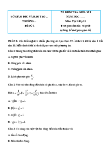 Bộ 6 đề thi Vật lí 11 Giữa kì 1 Chân trời sáng tạo cấu trúc mới