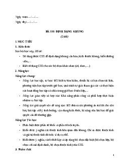 Giáo án Bài 16: Định dạng khung Tin học 12 Kết nối tri thức