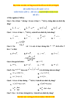 Đề thi giữa kì 2 Toán 11 Chân trời sáng tạo (Đề 1)