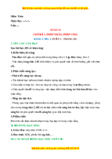 Giáo án Bảng chia 2 Toán lớp 2 Cánh diều