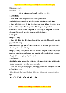 Giáo án Hình có tâm đối xứng Toán 6 Cánh diều