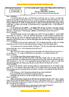 Đề thi hsg Sinh học 9 Tỉnh Nghệ An năm 2017 có đáp án