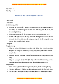 Giáo án Các đặc trưng vật lí của sóng Vật lí 11 Chân trời sáng tạo