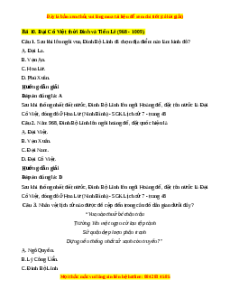 Trắc nghiệm Lịch sử 7 Bài 10 Kết nối tri thức: Đại Cồ Việt thời Đinh và Tiền Lê (968 - 1009)