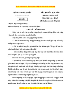 Đề thi giữa kì 2 Ngữ Văn lớp 7 Kết nối tri thức (Đề 9)