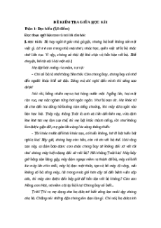 Đề thi giữa kì 1 Ngữ văn 12 Kết nối tri thức (Đề 9)