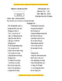 Đề thi cuối kì 1 Ngữ văn 6 Chân trời sáng tạo (đề 3)