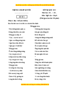 Đề thi cuối kì 1 Ngữ văn 6 Chân trời sáng tạo (đề 3)