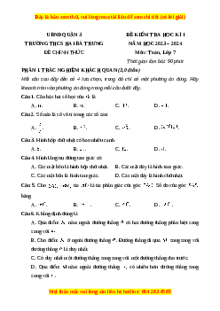 Đề thi cuối kì 1 Toán 7 trường THCS Hai Bà Trưng TP Hồ Chí Minh