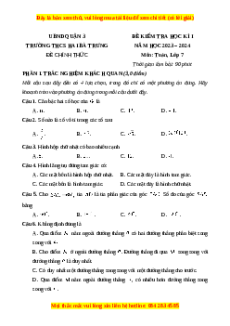 Đề thi cuối kì 1 Toán 7 trường THCS Hai Bà Trưng TP Hồ Chí Minh