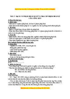 Giáo án Bài 15 GDCD 9: Vi phạm pháp luật và trách nhiệm pháp lý của công dân