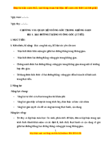 Giáo án Hai đường thẳng vuông góc Toán 11 Chân trời sáng tạo