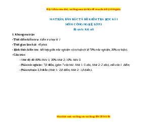 Đề thi cuối kì 1 Công nghệ lớp 3 Kết nối tri thức (Đề 2)