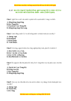 Trắc nghiệm Bài 39 Địa lí 9: Phát triển tổng hợp kinh tế và bảo vệ tài nguyên, môi trường Biển - Đảo (tiếp theo)