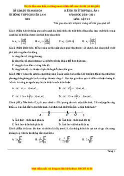 Đề thi thử Vật Lí trường Chuyên Lam Sơn năm 2021