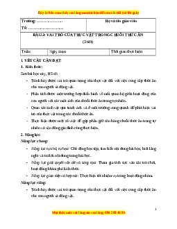 Giáo án Bài 23 Khoa học lớp 4 (Cánh diều): Vai trò của thực vật trong chuỗi thức ăn