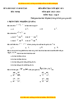 Đề thi cuối kì 1 Toán 8 Kết nối tri thức Sở GD&ĐT Tỉnh Bắc Ninh