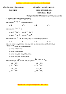 Đề thi cuối kì 1 Toán 8 Kết nối tri thức Sở GD&ĐT Tỉnh Bắc Ninh