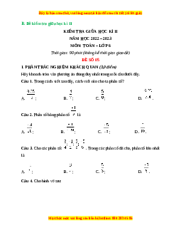 Đề thi giữa kì 2 Toán 6 Kết nối tri thức (Đề 5)