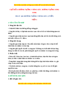 Giáo án Hai đường thẳng vuông góc Toán 4 Kết nối tri thức
