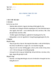 Giáo án Bài 8 Lịch sử 8 Kết nối tri thức (2024): Phong trào Tây Sơn