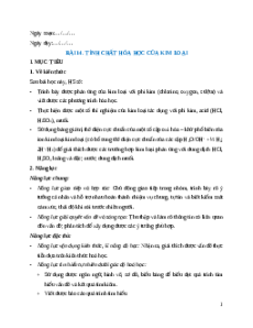 Giáo án Bài 14 Hóa học 12 Cánh Diều: Tính chất hoá học của kim loại