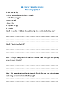 Đề cương ôn tập Giữa kì 1 Công nghệ 8