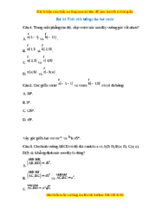 Trắc nghiệm Tích vô hướng của hai vectơ Toán 10 Kết nối tri thức