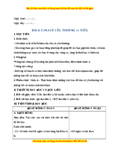 Giáo án Bài 8 Đạo đức lớp 2 Chân trời sáng tạo: Chia sẻ yêu thương