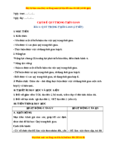 Giáo án Bài 1 Đạo đức lớp 2 Chân trời sáng tạo: Quý trọng thời gian