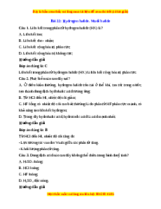 Trắc nghiệm Hydrogen halide. Muối halide Hóa 10 Kết nối tri thức