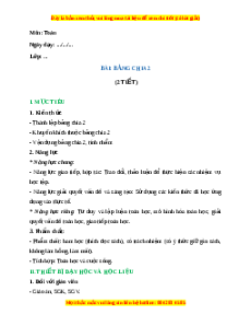 Giáo án Bảng chia 2 Toán 2 Chân trời sáng tạo