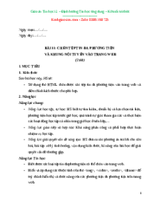 Giáo án Bài 11: Chèn tệp tin đa phương tiện và khung nội tuyến vào trang web Tin học 12 Kết nối tri thức