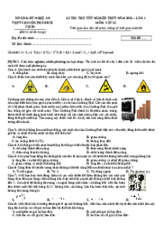 Đề thi thử tốt nghiệp Vật lí 2025 trường THPT Chuyên Phan Bội Châu - Nghệ An