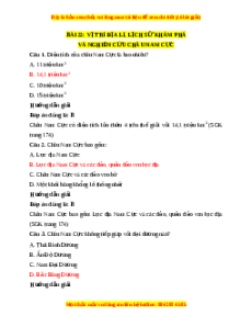 Trắc nghiệm Địa lí 7 Bài 22 Chân trời sáng tạo: Vị trí địa lí, lịch sự khám phá và nghiên cứu châu Nam Cực